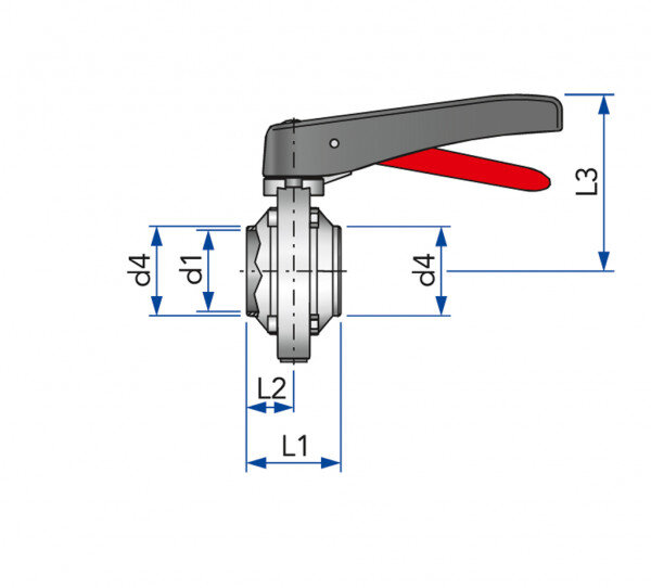 Butterfly valve S-S manual DN 25 AISI 304L EPDM