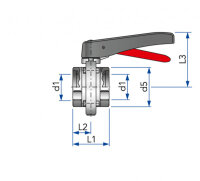 Butterfly valve G-G manual DN 25 AISI 304L EPDM