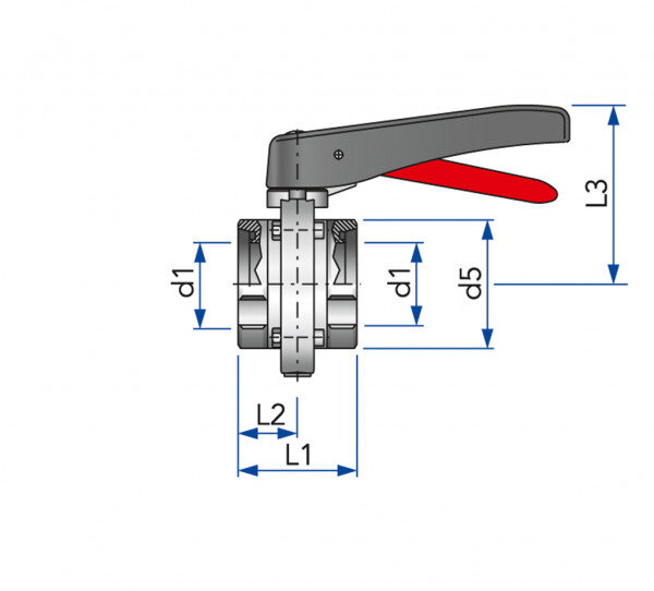 Butterfly valve G-G manual DN 32 AISI 304L EPDM