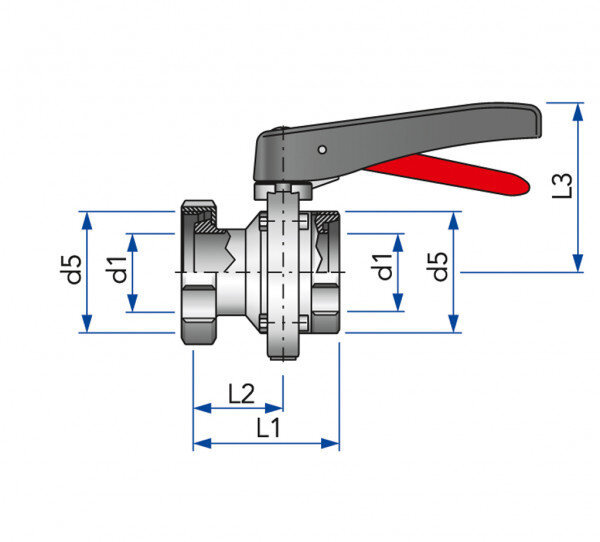 Butterfly valve K/M-G manual DN 40 AISI 304L EPDM