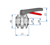 Intermediate flanged butterfly valve S-S manual DN 25...